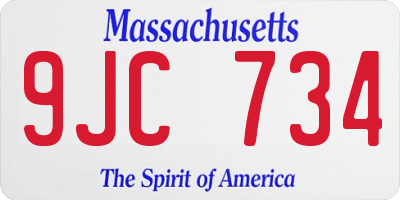 MA license plate 9JC734