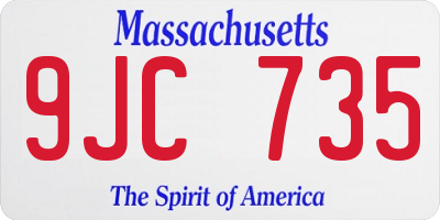 MA license plate 9JC735