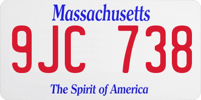 MA license plate 9JC738