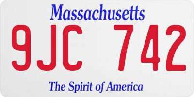 MA license plate 9JC742
