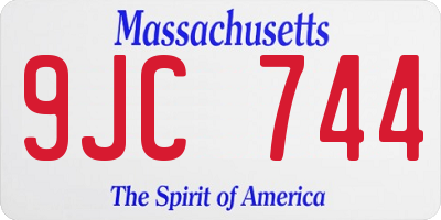 MA license plate 9JC744