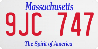 MA license plate 9JC747