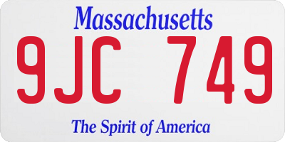 MA license plate 9JC749