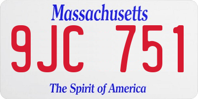 MA license plate 9JC751