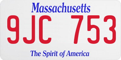 MA license plate 9JC753