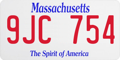 MA license plate 9JC754
