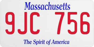 MA license plate 9JC756