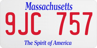 MA license plate 9JC757