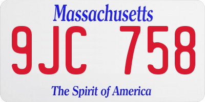 MA license plate 9JC758