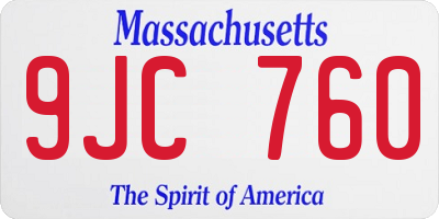 MA license plate 9JC760