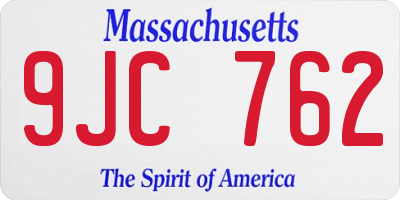 MA license plate 9JC762