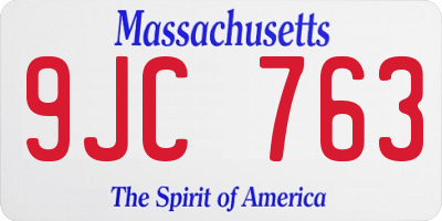 MA license plate 9JC763
