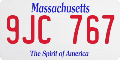 MA license plate 9JC767