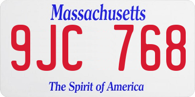 MA license plate 9JC768