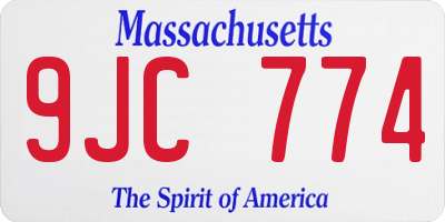 MA license plate 9JC774
