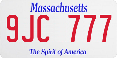 MA license plate 9JC777