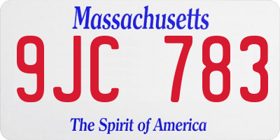 MA license plate 9JC783