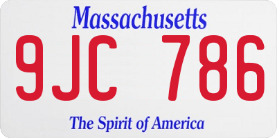 MA license plate 9JC786
