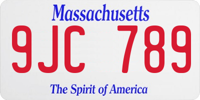 MA license plate 9JC789