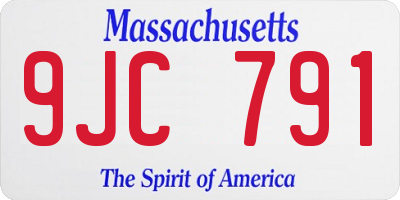 MA license plate 9JC791