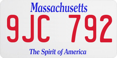 MA license plate 9JC792