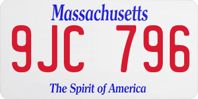 MA license plate 9JC796