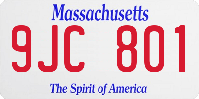 MA license plate 9JC801