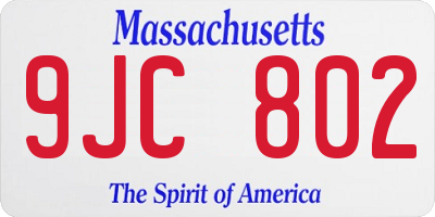 MA license plate 9JC802