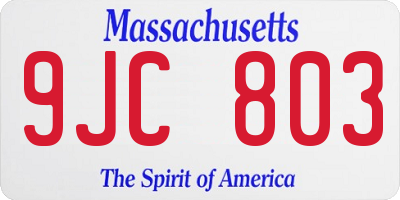 MA license plate 9JC803