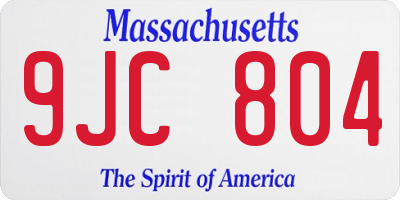 MA license plate 9JC804