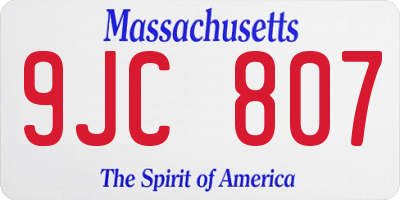 MA license plate 9JC807