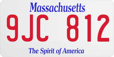 MA license plate 9JC812