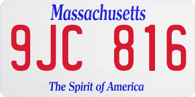 MA license plate 9JC816