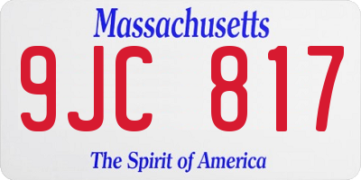 MA license plate 9JC817