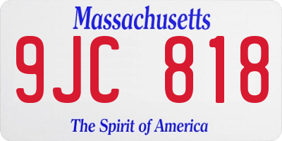 MA license plate 9JC818