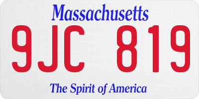 MA license plate 9JC819