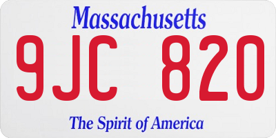 MA license plate 9JC820