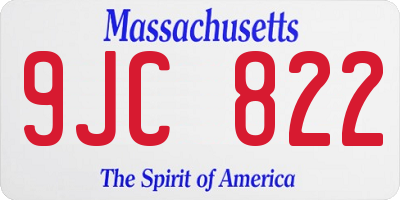 MA license plate 9JC822