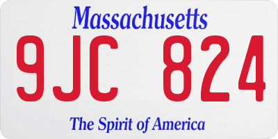 MA license plate 9JC824