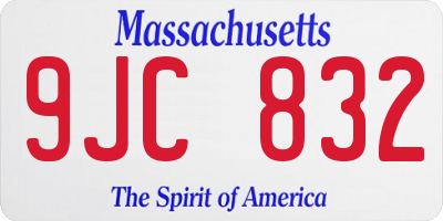 MA license plate 9JC832