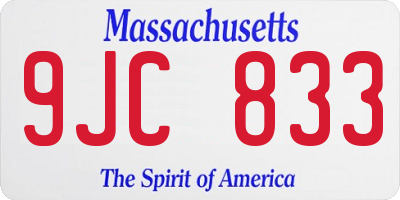 MA license plate 9JC833