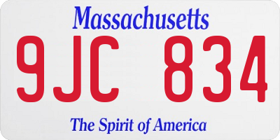 MA license plate 9JC834