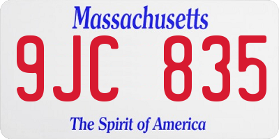 MA license plate 9JC835