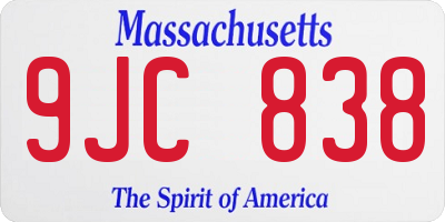 MA license plate 9JC838