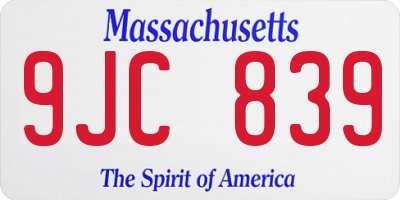 MA license plate 9JC839