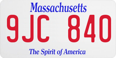MA license plate 9JC840