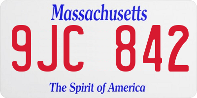 MA license plate 9JC842