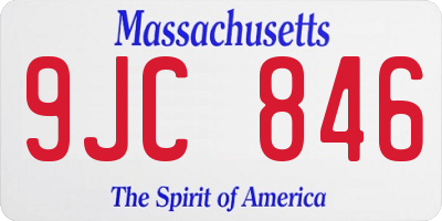 MA license plate 9JC846