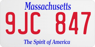 MA license plate 9JC847