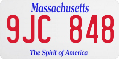 MA license plate 9JC848